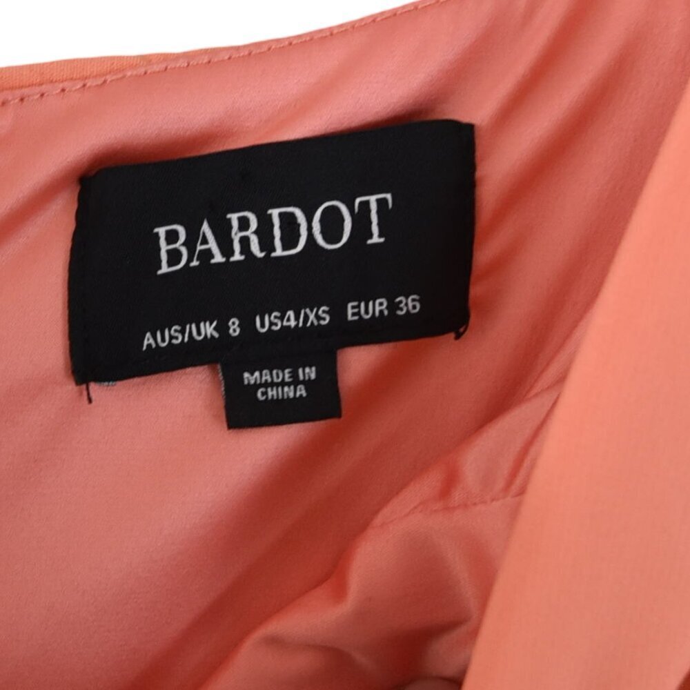 Bardot Lisandra Coral Ruffle Hem Slip Dress XS Wedding Party Bridesmaid - Picture 5 of 9